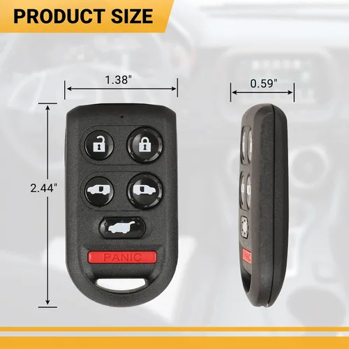 Vista 5 de Llavero de automóvil compatible con Odyssey 2005-2010, repuesto de llave de plástico negro con control remoto de entrada sin llave OUCG8D-399H-A
