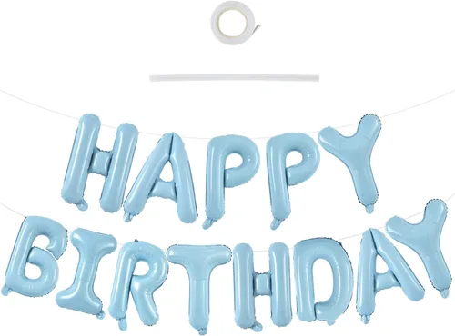 Vista 37 de TONIFUL Pancarta de Globos Negros de Feliz Cumpleaños de 16 Pulgadas con Letras de Papel de Aluminio Mylar, Cartel Banderín Reutilizable