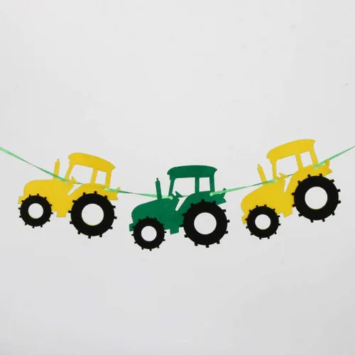 Vista 4 de Cartel de fieltro para tractor, guirnalda de banderines de fieltro, para baby shower, niño, fiesta de cumpleaños, decoración interior y exterior