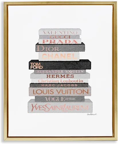 Vista 11 de Chic Shoes Glam Bookstack, 16 x 20 Inch Canvas in Floater Frame Stupell Industries · By Amanda Greenwood · Ready to hang · Fashion forward gift