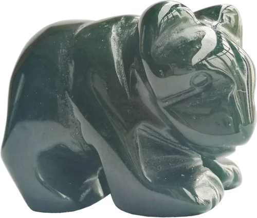 Vista 15 de Figuras naturales de oso de piedra de sangre africana, cristales tallados a mano de 1.5 pulgadas y estatua de piedra curativa para decoración