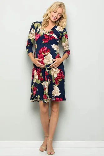 Vista 3 de My Bump Vestido de maternidad floral para mujer (fabricado en Estados Unidos)