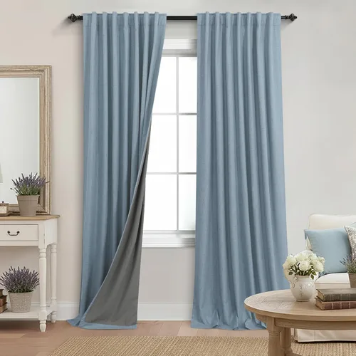Vista 18 de KOUFALL - Cortinas de medio estilo francés de lino para ventana, juego de 2 cortinas cortas de 40 pulgadas de longitud, para privacidad, cortinas