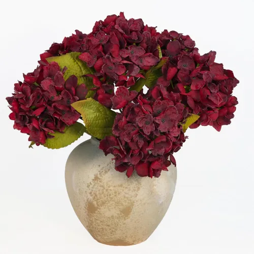 Vista 10 de TOPIA Flores de otoño de seda, hortensias secas artificiales, ramo de otoño, flores secas falsas para decoración del hogar (6 unidades)