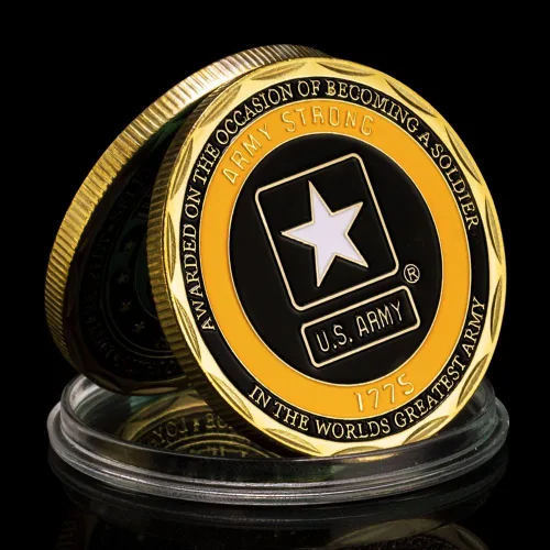 Vista 5 de Moneda de desafío de premio al soldado del ejército de los Estados Unidos, regalo graduado, medalla coleccionable, moneda conmemorativa chapada