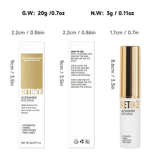 Vista 7 de VSTYLE Retinol Eye Stick, crema bálsamo corporal hidratante para labios culpa cuello crema portátil ojo piel palo anti-arrugas eliminación de ojeras