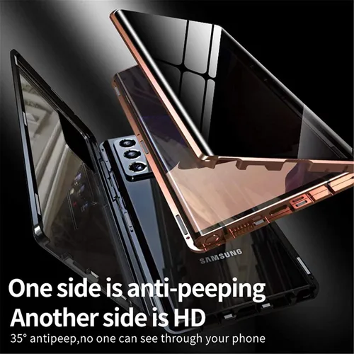 Vista 5 de Funda magnética de privacidad para Samsung Galaxy Note 9, carcasa de vidrio templado antiespías, frontal y trasera, vidrio templado 9H, protector