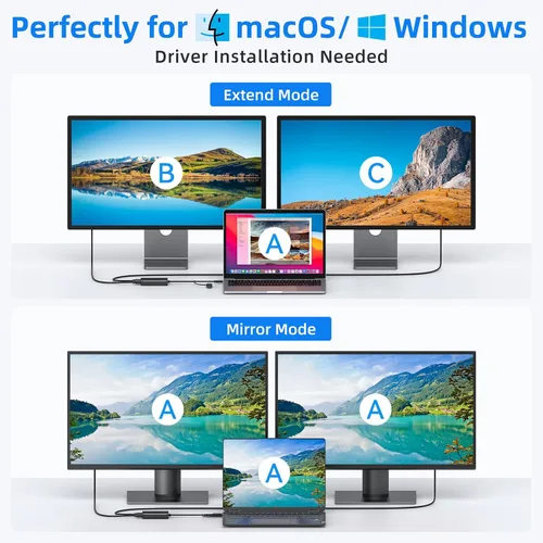 Vista 5 de Estación de acoplamiento, 18 en 1 USB C Docking Dtation 3 monitores para laptop Windows/MacBook Pro/Air/Thunderbolt 3 Dock con carcasa SSD 3 HDMI