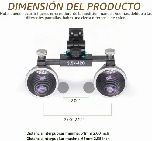 Vista 5 de Lupas binoculares dentales 0.138 x 16.890 in Lupa (negro)
