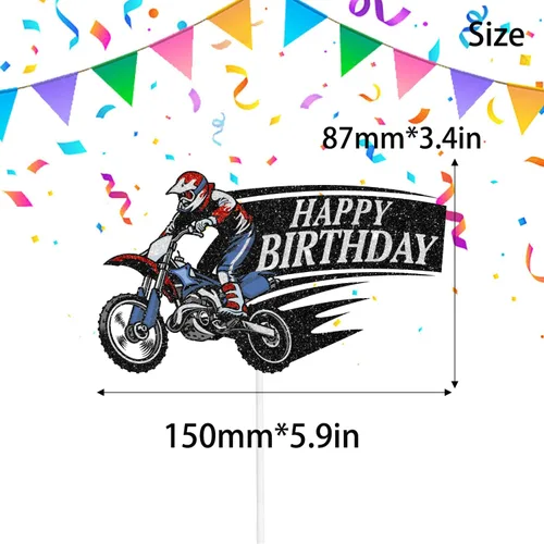 Vista 2 de Decoración para tartas de motocross con temática de automóvil para niños, decoración de salto de motocicleta, decoración de salto de motocicleta
