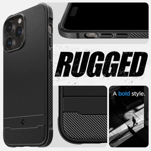 Vista 3 de Spigen Rugged Armor MagFit - Funda diseñada para iPhone 14 Pro Max (2022) [protección de grado militar] compatible con MagFit, color negro mate