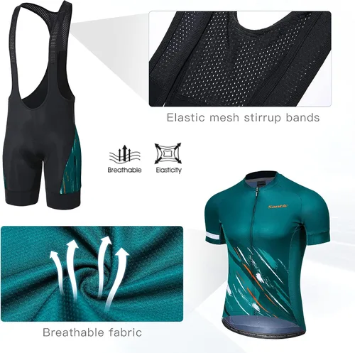 Vista 4 de Santic Men's Cycling Jersey Set Bib Shorts 4D Padded Short Sleeve Outfits Set Quick-dry