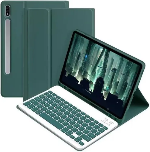 Vista 10 de Galaxy Tab S10+ Plus/S9+ Plus/S9 FE+ Plus Funda para tablet con teclado de 12.4" /S8+/S7+/S7FE, Funda protectora delgada de colores dulces