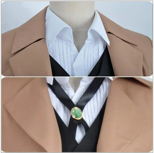 Vista 9 de Cos-Animefly Anime Bungo Stray Dogs Osamu Dazai Cosplay traje largo gabardina Halloween fiesta traje para hombres mujeres