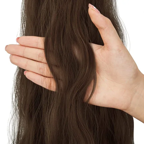 Vista 3 de OMGREAT Extensión de cola de caballo con clip de garra de 18 pulgadas, extensiones de cabello rizado ondulado largo para mujer, clip de mandíbula