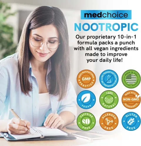 Vista 9 de MEDCHOICE Paquete de suplemento de melatonina para dormir (180 unidades) y cerebro nootrópico (60 unidades) - Dúo de bienestar para dormir, cerebro