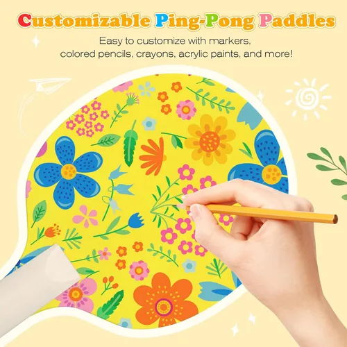 Vista 5 de Unfinished Wooden Ping Pong Paddles, 2 Pairs Unpainted Wood Table Tennis Paddles - Plain Wood Table Tennis Rackets for Indoor & Outdoor