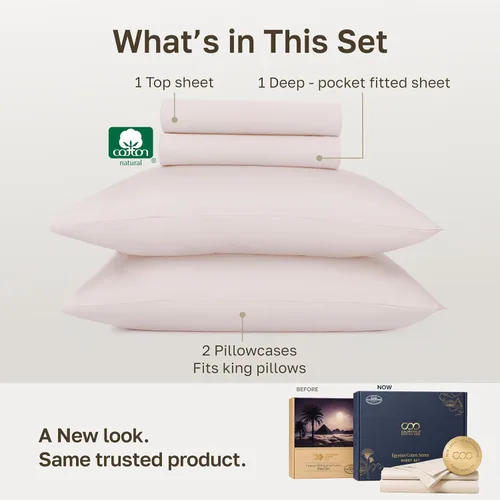 Vista 55 de California Design Den Sábanas de Algodón Egipcio 100%, Juego de Sábanas de Lujo Auténtico Certificado Tamaño Full con Bolsillo Profundo, Satén Suave