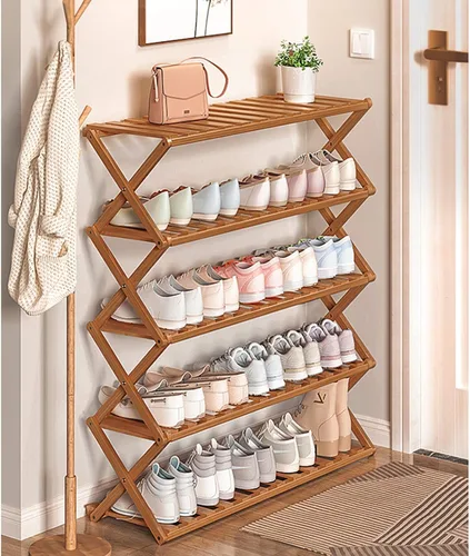 Vista 4 de Zapatero plegable multicapa organizador de almacenamiento a prueba de polvo armario de zapatos instalación gratuita de la puerta del hogar