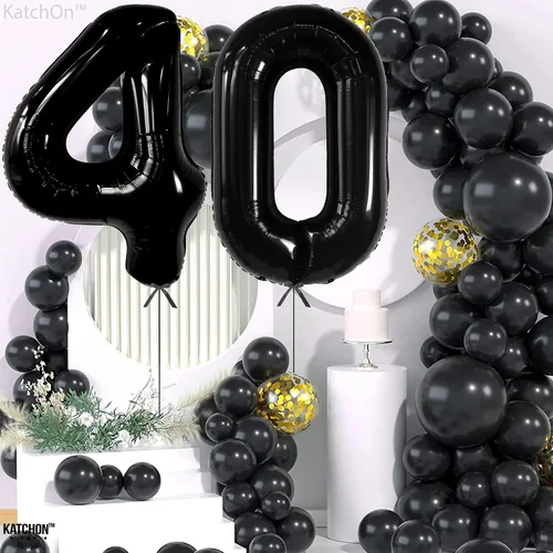 Vista 8 de KatchOn Globos negros de aluminio con el número 40 para decoración