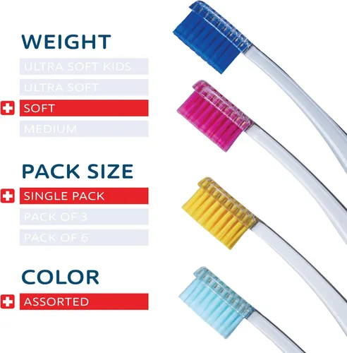 Vista 2 de TELLO 4920 Cepillo de dientes suizo suave para adultos para limpieza suave con mango ergonómico, 1 unidad