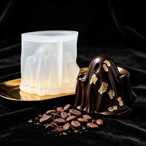 Vista 6 de Moldes 3D de fantasmas de Halloween para hacer velas, fundición de resina y decoración de bricolaje Halloween 3D ghost mold, reusable & flexible