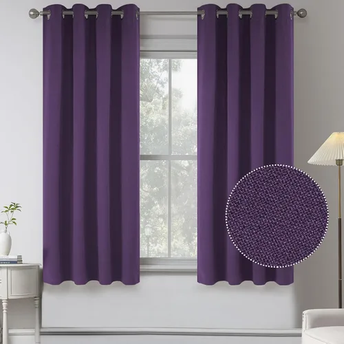 Vista 58 de KEQIAOSUOCAI Cortinas de lino 100% opacas de 100 pulgadas de largo, 2 paneles para dormitorio, estilo casa de campo moderna, completamente negro