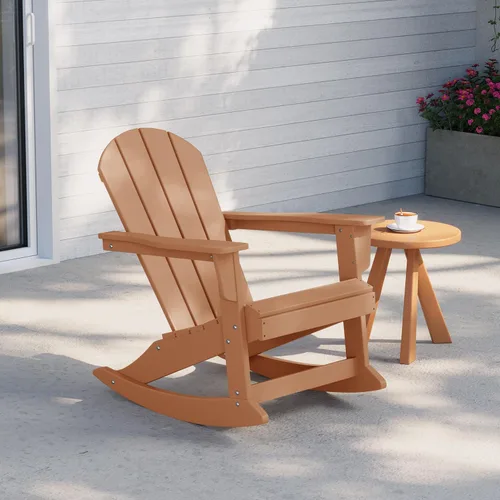 Vista 204 de WestinTrends Silla mecedora Malibu de poliéster para exterior/patio Adirondack, Negra