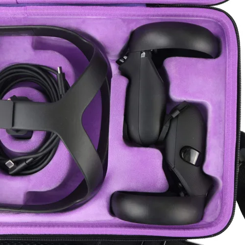 Vista 4 de khanka Hard Travel Carrying Case Replacement for Meta Oculus Quest 2 Virtual Reality VR Gaming & Accessories (inside Purple)