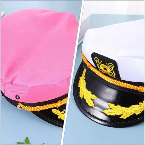 Vista 3 de PRETYZOOM 2 sombreros de capitán para actividades al aire libre para cosplay, fiestas temáticas náuticas y uso casual, adecuado para todas las edades