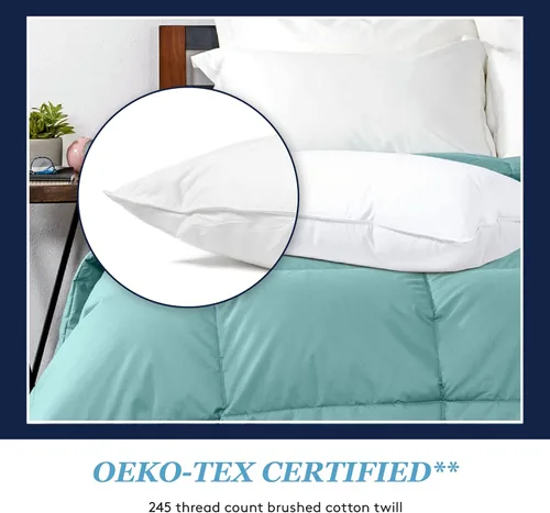 Vista 4 de Elite Medium 600 Fill Power Down Pillow, soporte ideal para personas que duermen de espalda, tamaño Queen, color blanco