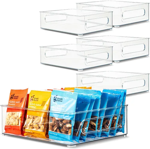 Vista 17 de Contenedor de plástico transparente para almacenamiento de alimentos con asas para organizar cocina, despensa, refrigerador, congelador, despensa