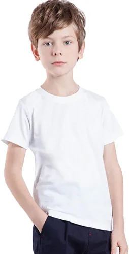 Vista 2 de YJ Back home Unisex Kids Quality Cotton Tees White Baisc Shirt