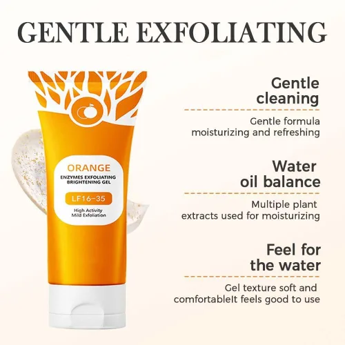 Vista 2 de Gel exfoliante naranja para cara y cuerpo, gel limpiador exfoliante 2025, geles de enzimas naranjas, limpieza profunda de los poros, elimina puntos