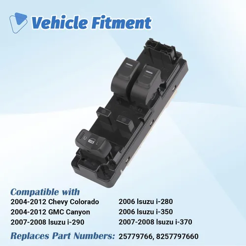 Vista 2 de Interruptor de ventana maestro con botón de control de potencia lateral del conductor compatible con Chevy Colorado GMC Canyon 2004-2012, Isuzu