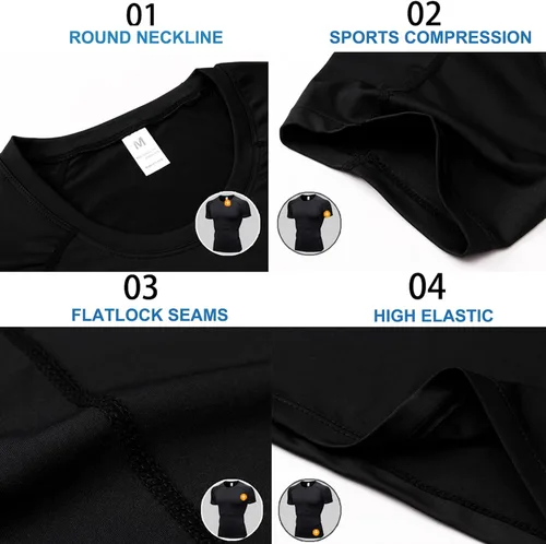 Vista 3 de SPVISE Paquete de 2 o 4 camisetas de compresión de manga corta para hombre, camisetas de entrenamiento, gimnasio, camiseta deportiva de capa base