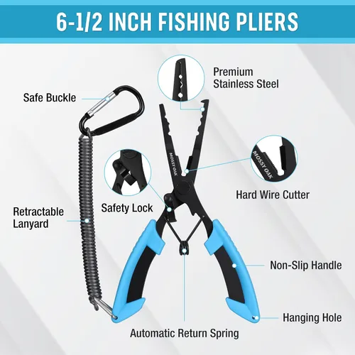 Vista 2 de Mossy Oak Fishing Tools Kit- Fishing Plier, Fish Lip Gripper, Multifunctional Fishing Hook Remover with Lanyards Sheath, Saltwater Resistant Fishing