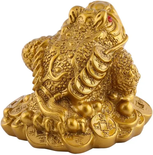 Vista 7 de LIZEALUCKY Feng Shui - Estatua de sapo de dinero, amuleto de la suerte, rana para caja registradora, monedas, riqueza, estatua de la suerte