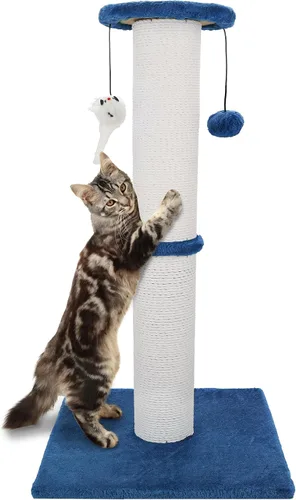 Vista 10 de Poste rascador para gatos Ahomdoo de 34 pulgadas, poste rascador para gatos resistente y más grueso de sisal con bola colgante y poste rascador