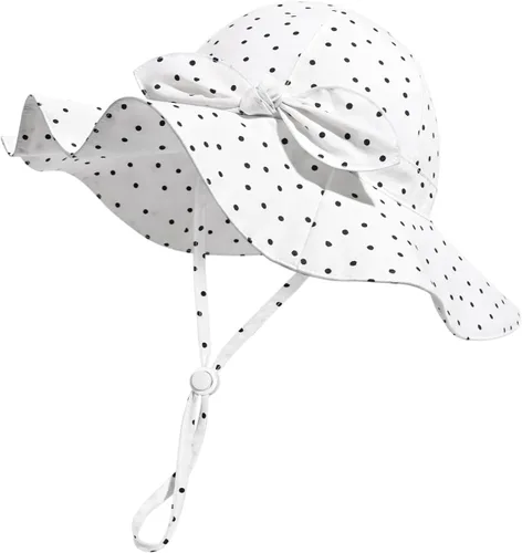 Vista 112 de Sombrero de sol para bebé niña con UPF 50+ sombrero de playa ajustable para exteriores con ala ancha