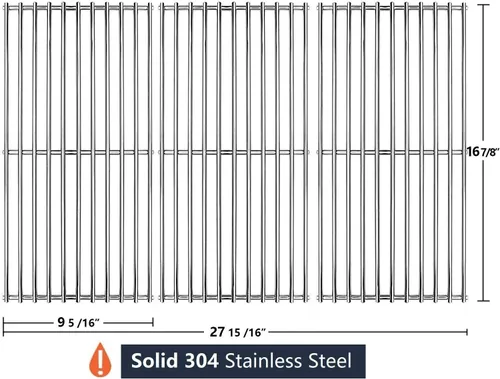 Vista 2 de Hongso Rejillas de acero inoxidable SUS304 de 16 7/8 pulgadas para Charbroil 4 quemadores 463436214 463436215 463433016 463432215 463439915