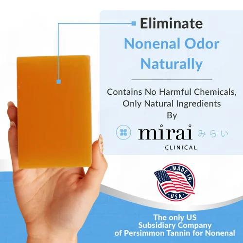 Vista 3 de Mirai Paquete clínico eliminador de olores corporales: juego de barra de jabón renovador y caqui - Desodorizante natural con extractos de caqui y té
