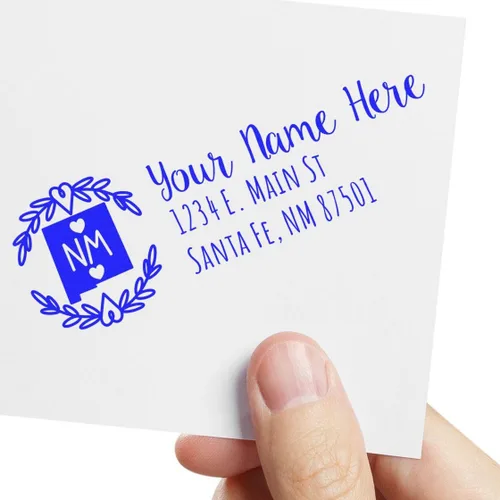 Vista 87 de State of Alabama Wreath Duo Hand Address Stamp - Personalized Rubber Stamp Montaje manual Duo