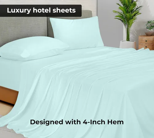 Vista 2 de Royale Linens Sábana Plana Individual – Sábanas Planas de Microfibra Cepillada Ultra Suave 1800 Solamente – Sin Arrugas y Resistentes a las Manchas