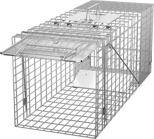 Vista 10 de ZENY Jaula de acero para animales vivos, jaula de roedores para conejos, gatos callejeros, ardillas, mapaches, topos, topes, pollo, zarigüeya