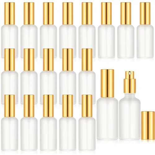 Vista 16 de Roshtia 30 botellas vacías decorativas transparentes de 0.33 onzas fluidas de color madera de haya con atomizador de perfume recargable, con bomba