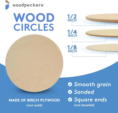 Vista 6 de Círculos de madera de 0.5 pulgadas de grosor, desde 10 hasta 24 pulgadas de diámetro