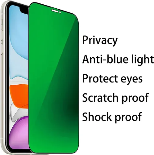 Vista 17 de Espejo de vidrio templado antiazul, protector de pantalla anti-espía, película antiespía para iPhone 11 Pro Max/iPhone XS Max, 6.5 pulgadas
