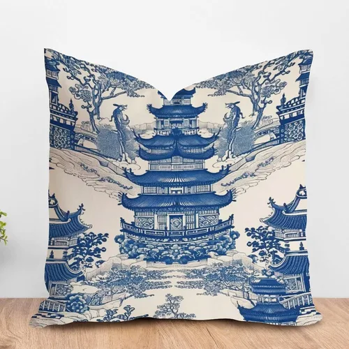 Vista 8 de ArogGeld Fundas de almohada de antílope blanco y flor azul de granja de acuarela animal azul ciervos blancos de lino blanco funda de almohada
