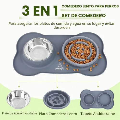 Vista 3 de Pecute Cuencos de Alimentación Lenta para Perros para Comer más Lento, Cuenco para Perros de Alimentación Lenta con Tapete de Silicona